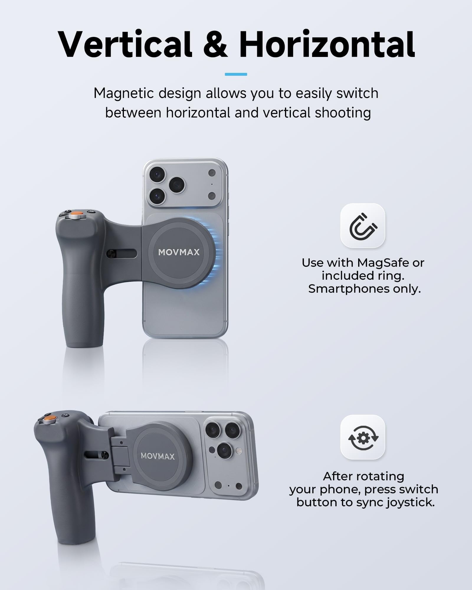 MOVMAX – Télécommande pour DJI Osmo Pocket 4/3/2 avec étui de rangement, télécommande sans fil avec joystick effet Hall, poignée ergonomique, attache magnétique, accessoires de poche DJI Osmo