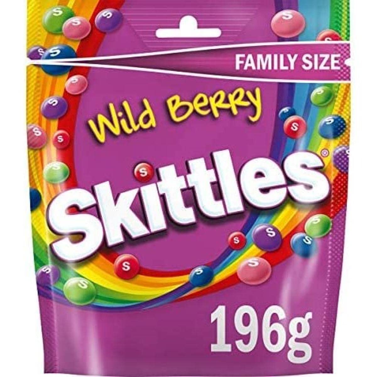 SkittlesVegan Chewy Sweets Wild Berry Fruit Flavoured Pouch Bag 196g