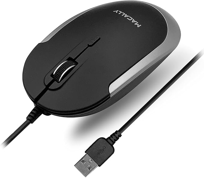 Macally Silent Wired Mouse Slim & Compact USB Mouse for