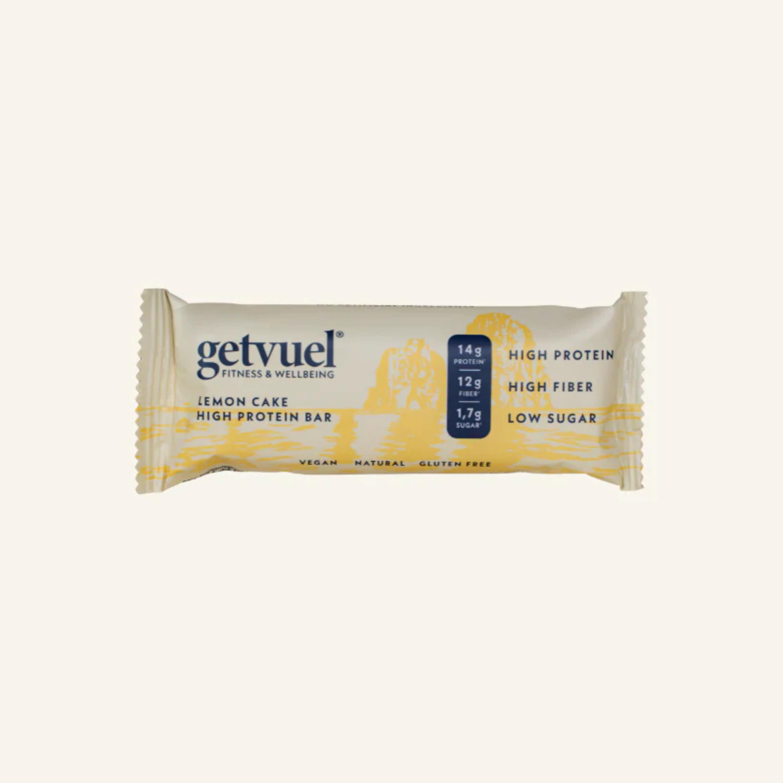 getvuel High Protein Riegel Lemon Cake – 12x50g | 14g pflanzliches Protein | nur 1,7g Zucker | vegan, glutenfrei | mit weißer Schokolade | natürliche Zutaten