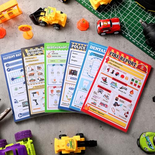 Image of Eaasty 6 Pack Kids Pretend Play Notepads 4x6 Inch,Boys