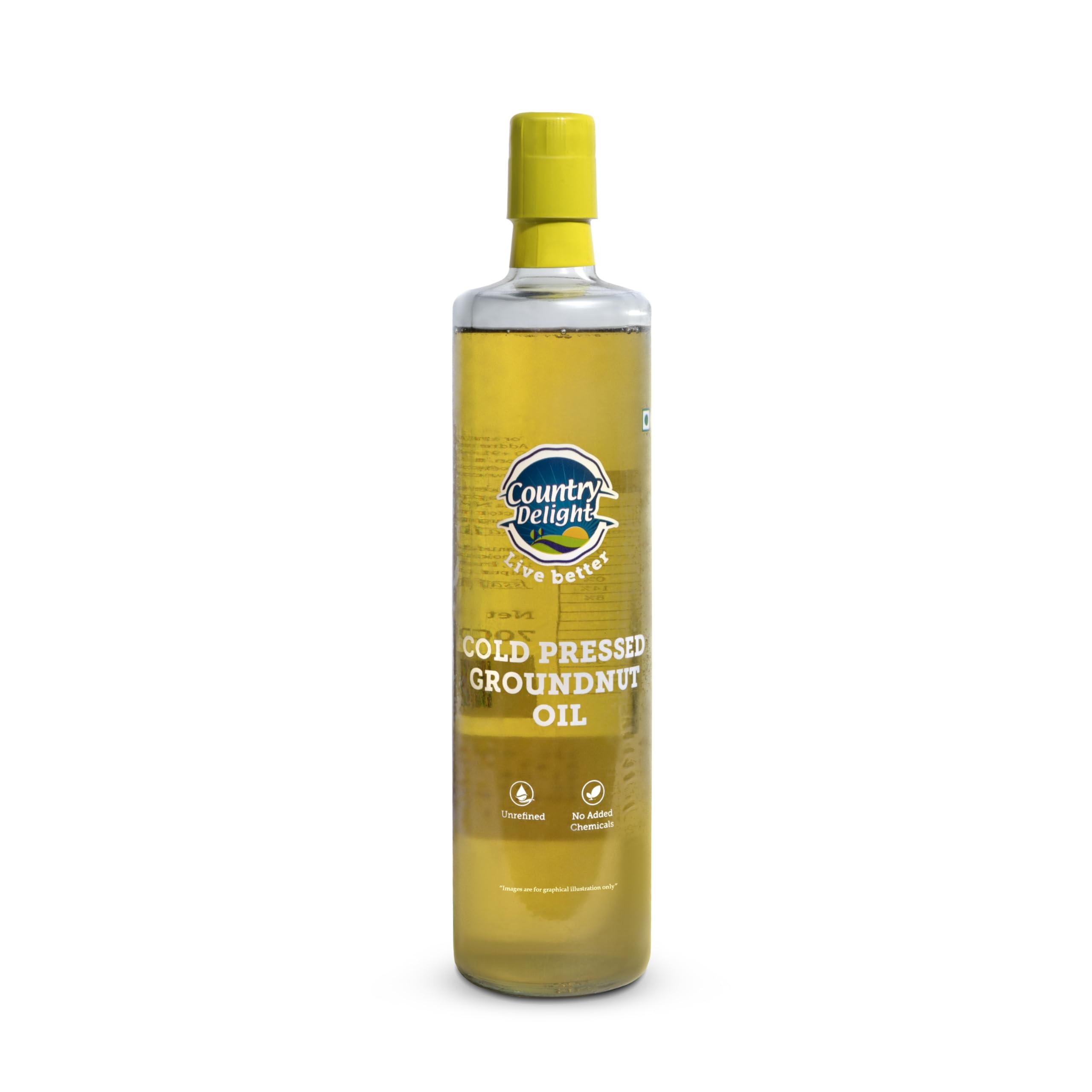 Country Delight Groundnut Oil - 700 ML | Cold Pressed Non-refined Pure Groundnut Oil | Traditional Kohlu Extraction/Kacchi Ghani/Mara Chekku Style | Sweet Aroma & Flavor of Groundnut (Peanut) seeds | Double Filtered