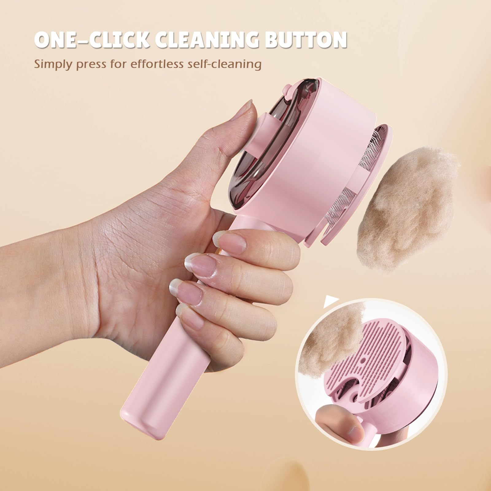 Spazzola a vapore 4 in 1 per cani e gatti - Autopulente con serbatoio d'acqua - Toelettatura e massaggio per animali domestici（Rosa）