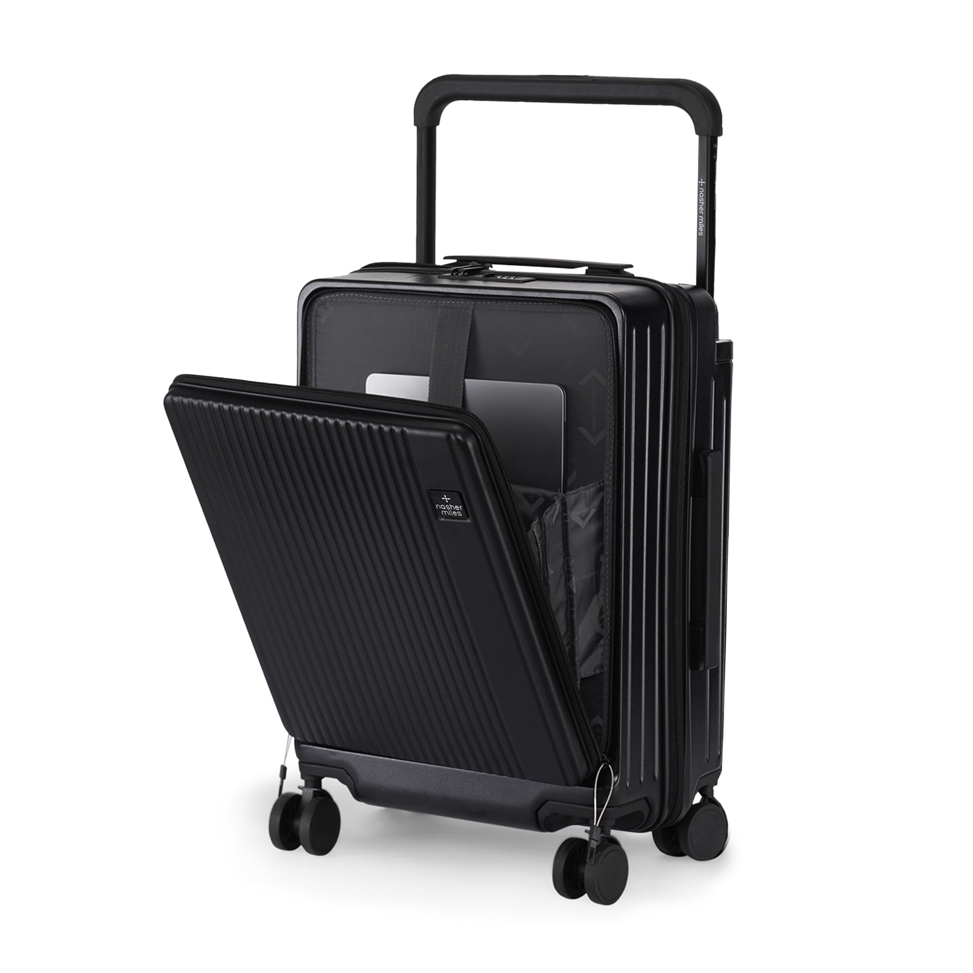 Nasher MilesSilicon Valley Hard-Sided Polycarbonate Cabin Wide Telescopic Handle Luggage with Laptop Compartment Black 20 inch |55 Trolley Bag