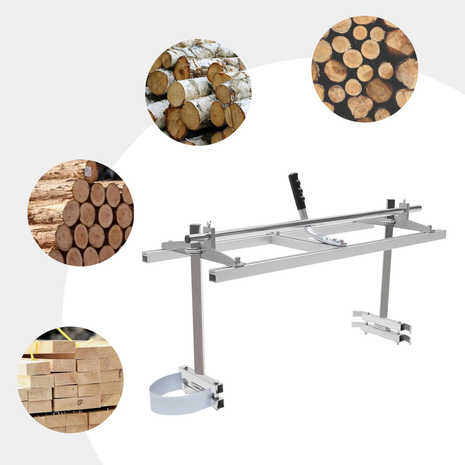 Aserradero móvil de 36 pulgadas, marco de corte de motosierra de madera, aserradero móvil, vegetales de motosierra de plata, aserradero portátil de aluminio, aserradero de cadena para