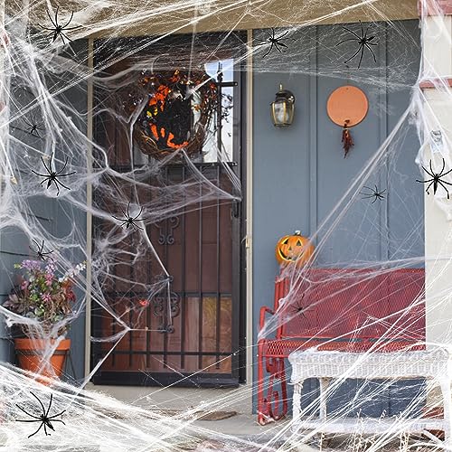 JAADU Tela de araña Halloween con Telaraña de 200 g y 50 Arañas, Decoracion Halloween, para Terror Fiesta de Halloween Decoración