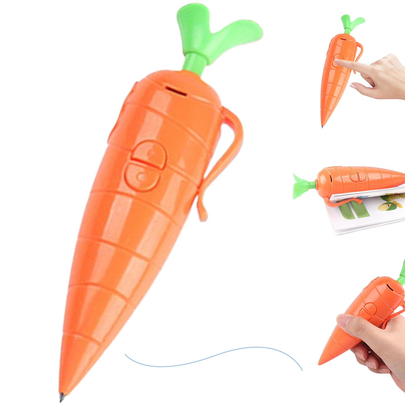 Carrot Shaped Pen, Kids Recorder Toy & Ballpoint Pen, Writing & Voice Recording for Boys Girls, Orange