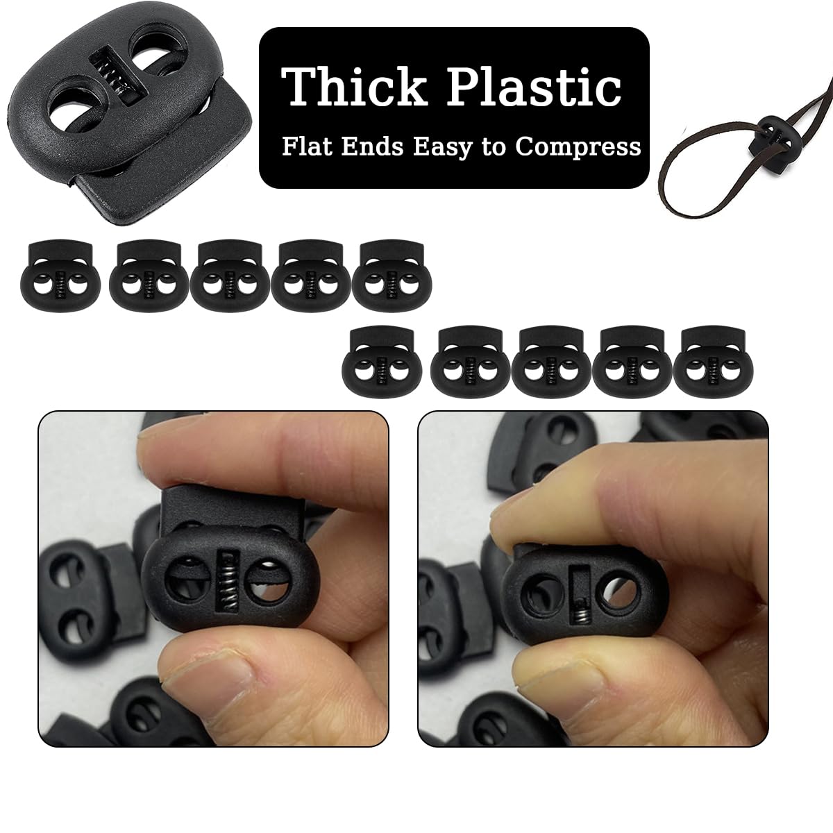 30 Fermacorda A Campana In Plastica - Terminali Per Cordini Di Zaini, Felpe E Accessori, Grigio Metallo