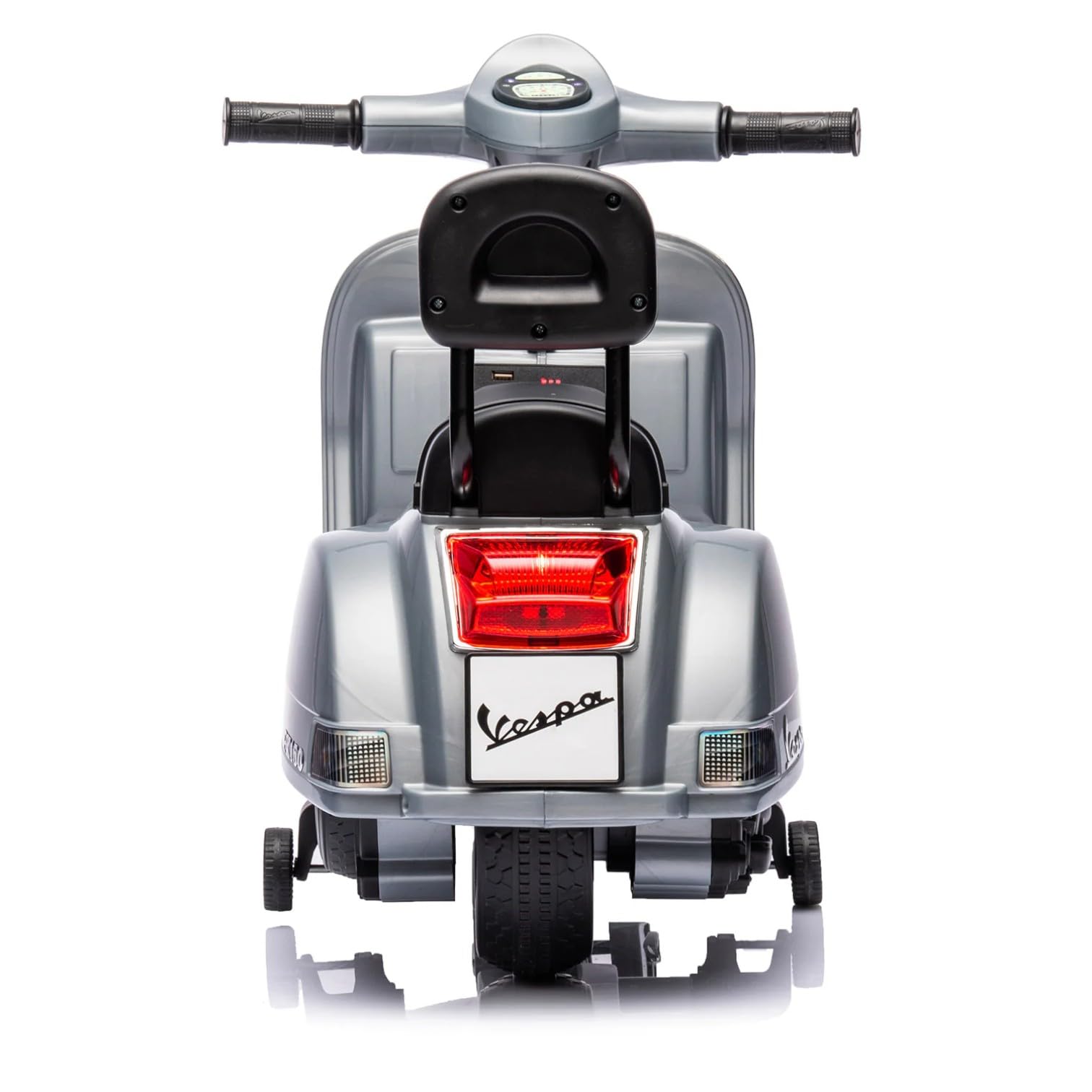 Vespa Elettrica per Bambini - Sicura e Divertente, Motocicletta Giocattolo con Acceleratore a Pedale, Luci e Suoni, Batteria Ricaricabile 6V e Caricabatteria Incluso, Funzione Avanti/Indietro (Silver)