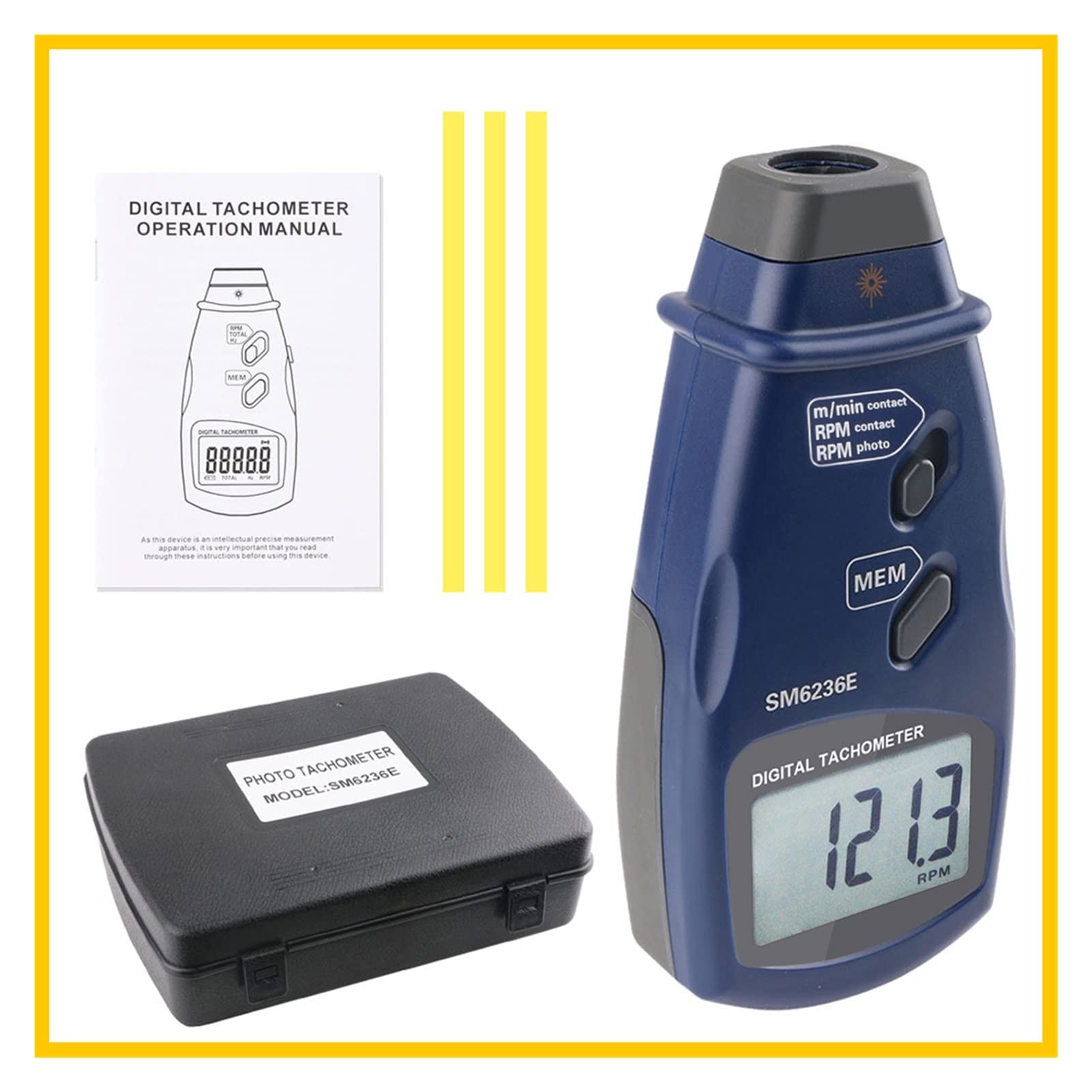 Drehzahlmesser digitaler Kontakt Drehzahl Meter Non-Contact Rotation Data Store Tach Measurement Tools SM6236E, Tech-Modul
