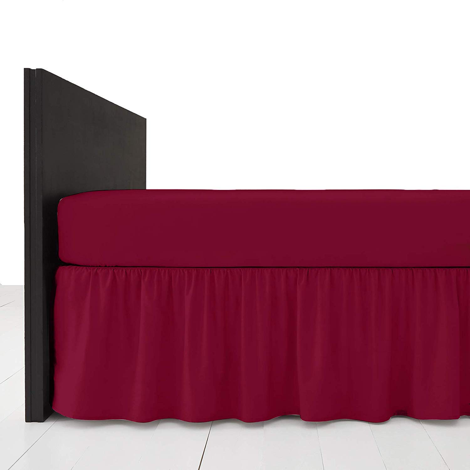 R&Z Red Plain Dyed Pollycotton Frilled Bed Base Valance Sheet (, Single)