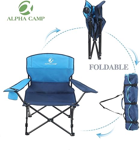 Miniatura 6 de ALPHA CAMP - Silla de campamento portátil plegable cuádruple con marco de acero de 300 libras, silla plegable con soporte para tazas para exteriores