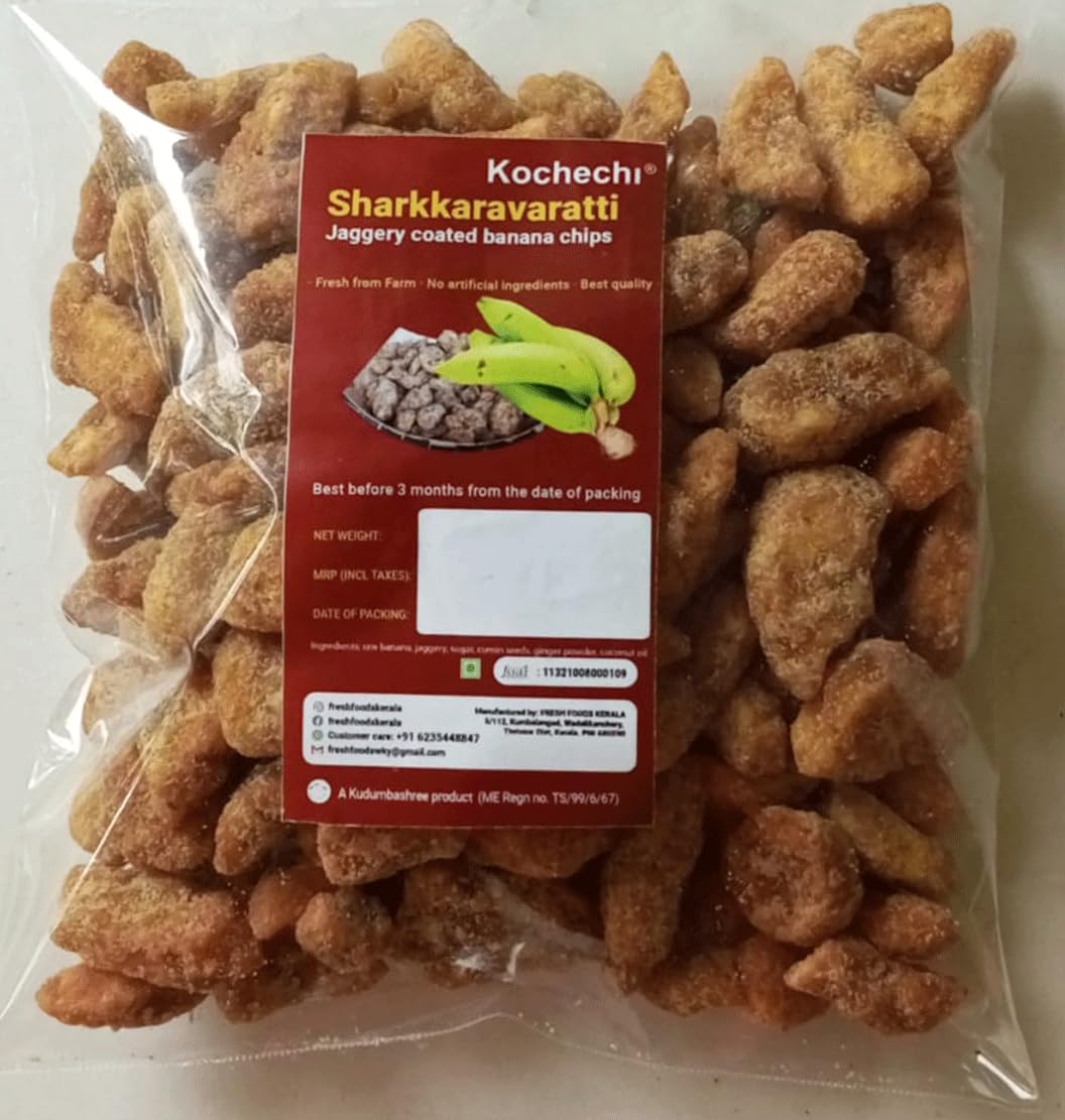 Kochechi Sharkkaravaratti 480g Jaggery Coated Banana Chips Kerala Onam Special Sharkkara Varatti Sarkkara Upperi Sweet Banana Chips Meetha Kela Chips | A Kudumbashree Product (480) (B0CCF82B84) Amazon Price History, Amazon Price Tracker