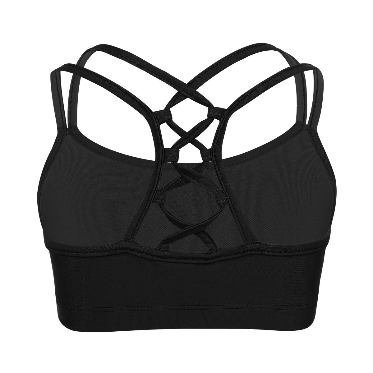 Yeahdor Girls Kids Criss Cross Back Ballet Dance Crop Top Bra Gymnastics Sports Camis Workout Yoga Active Tops Black 6