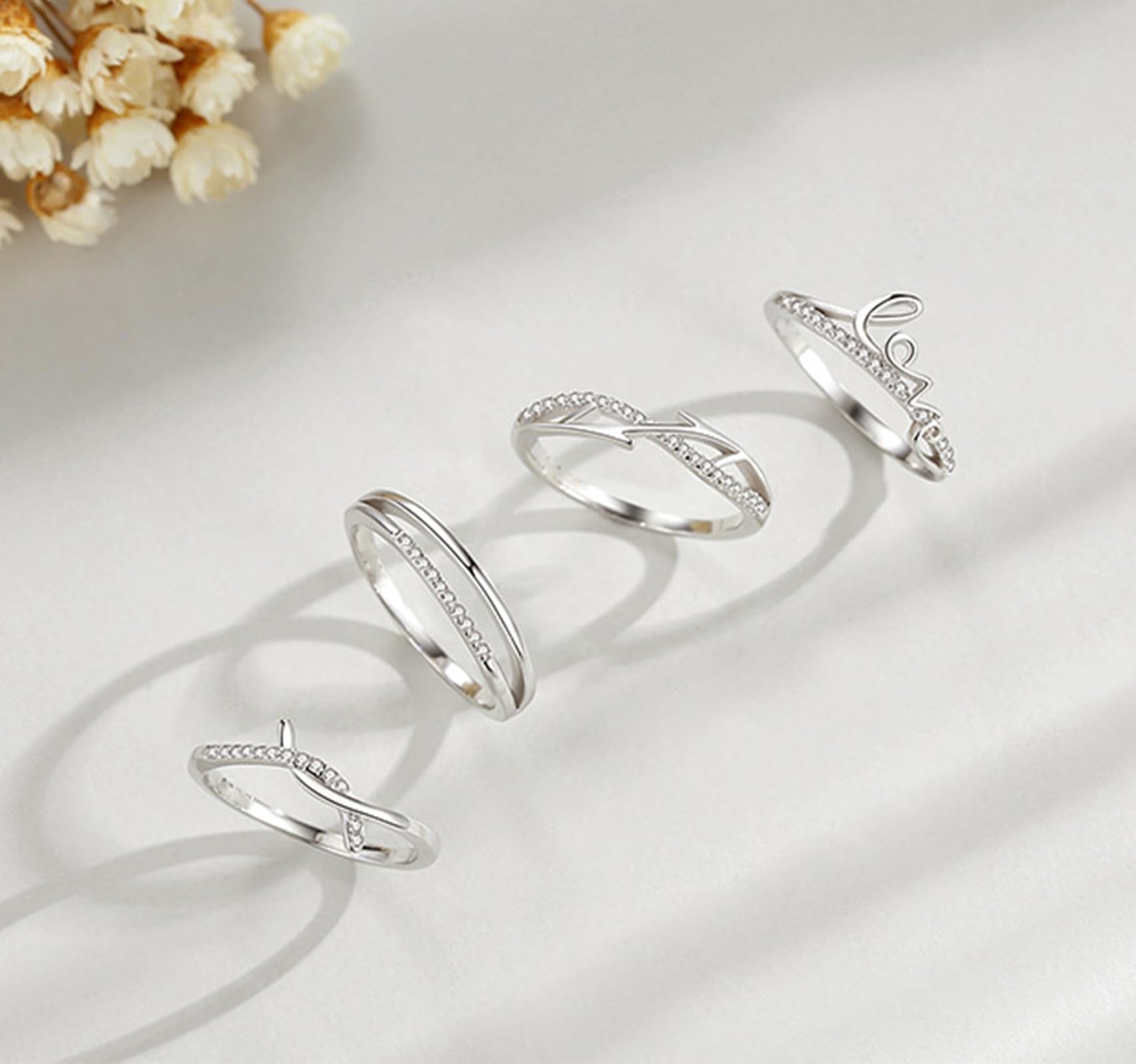 Geometryczny pierścionek platynowy dla kobiet ze sztucznym diamentem, platynowe obrączki ślubne w stylu vintage, PT950 i 9K/14K/18K białe złoto, rozmiar H 1/2-V 1/2