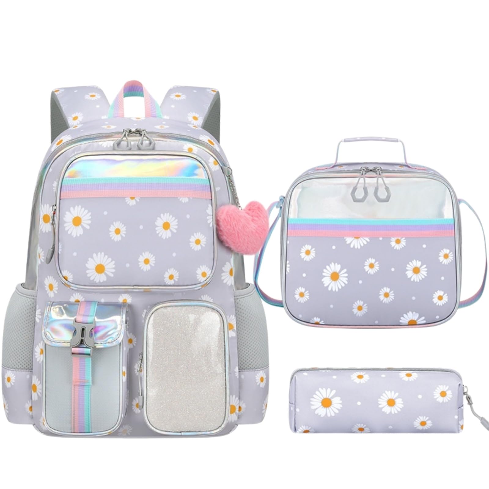 Zaino da Viaggio Nero Marrone Arco Stampa 3-in-1 Set per Scuola Resistente all'Acqua con Borsa Crossbody E Custodia A Matita Gli Adolescenti