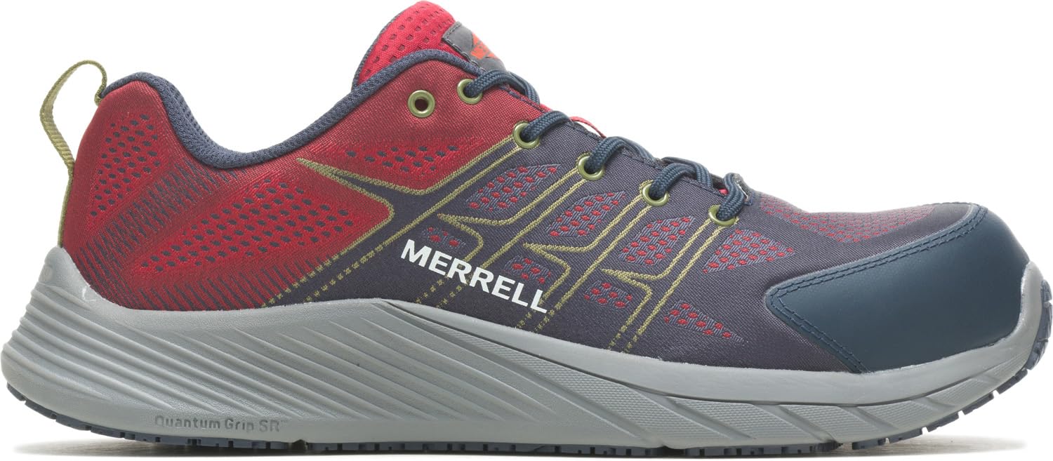 Merrell Moab Flight CF/Dahlia, Men's, Red/Gray, Comp Toe, EH, Slip Resistant, Low Athletic, Work Shoe (15.0 M)