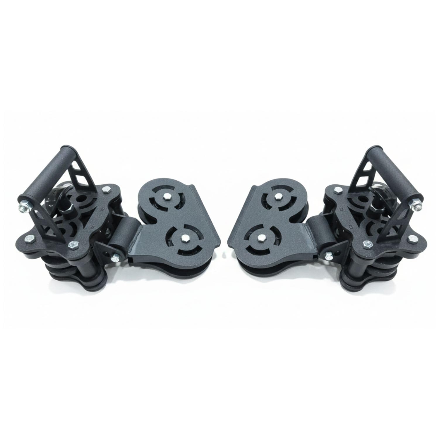 alanbiu functional trainer cable crossover attachment |adjustable pulley system for home gym |heavy-duty premium iron with mad black texture (1 pair)