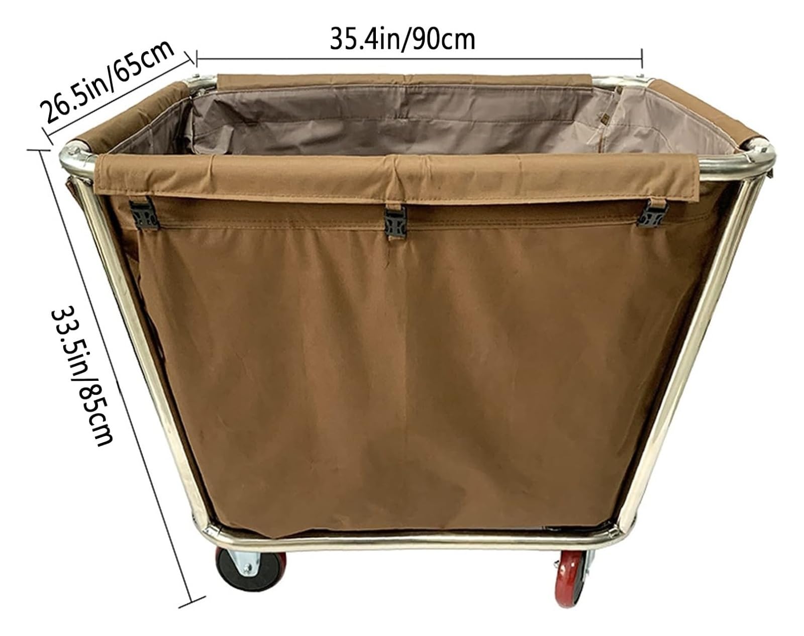 JINMLBO Commercial Laundry Trolley Laundry Bins On Wheels Heavy Duty Linens Laundry Cart Housekeeping Carts for Home Laundry Room Hotel(Brown)