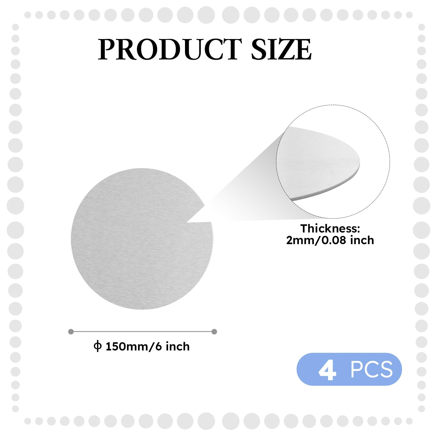 6061 Aluminum Discs - 4 Pack, 6 Inch Round -2