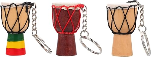 Ciieeo Llavero de tambor Djembe de madera con colgante de tambor mini llavero de tambor de mano colgante de tambor de mano llavero de tambor