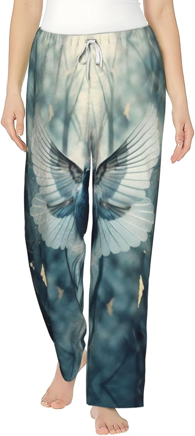 Bird Pattern Print Fashion Cozy Womens Flannel Pajama Pants,Perfect For Christmas And Everyday Wear