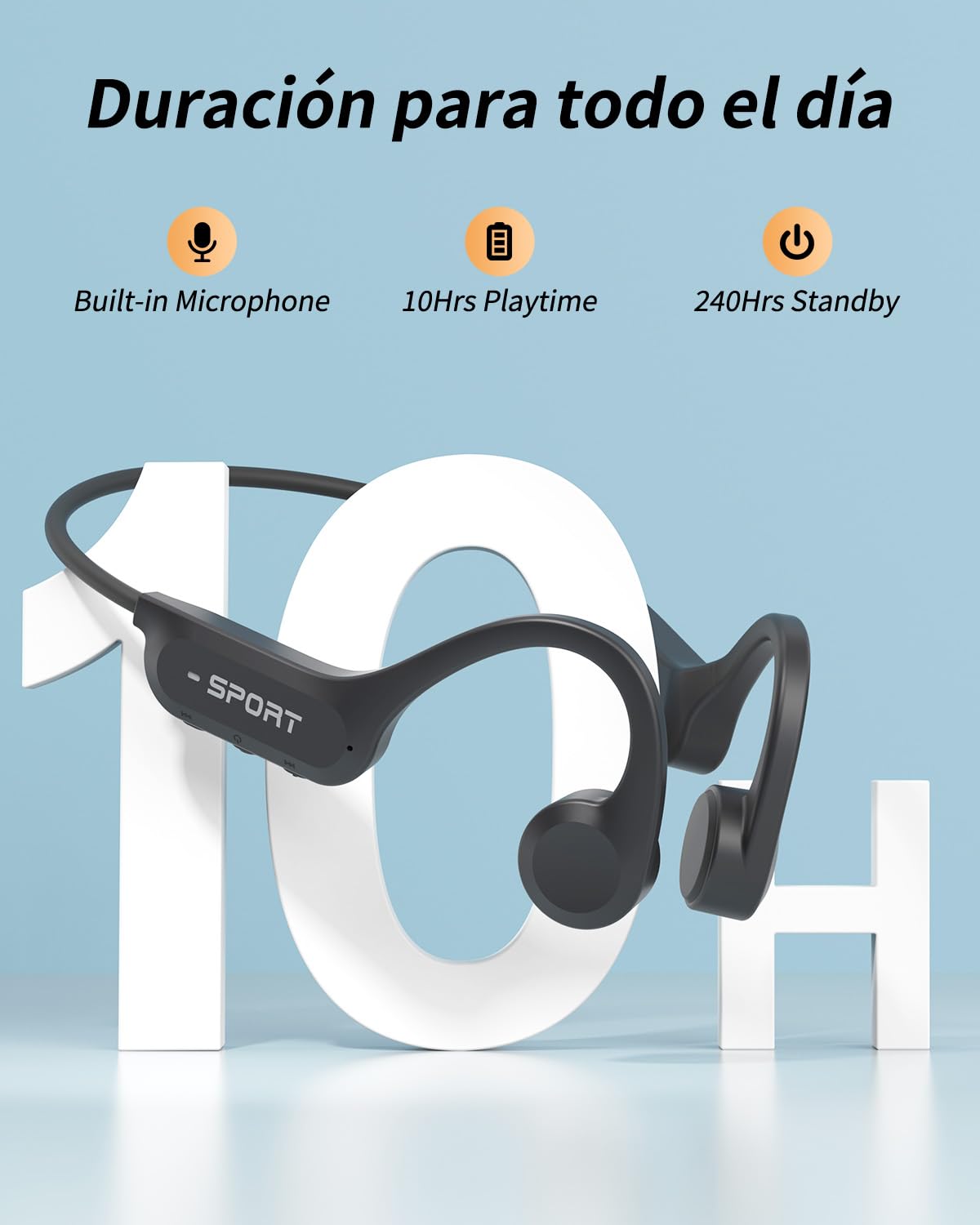 Auriculares con sonido óseo, auriculares abiertos Bluetooth 6.0 de conducción ósea, auriculares deportivos inalámbricos con 10 horas de tiempo de reproducción, IPX6 resistente al agua para