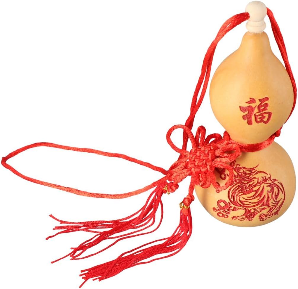 Leadigol Natural Gourd Ornament Chinese Style Gourd Crafts Dried Feng Shui Hanging Amulet Bring Wealth and Luck Home Office Desktop Decor Photography Props with Tassel（Approx 3.9Inches）