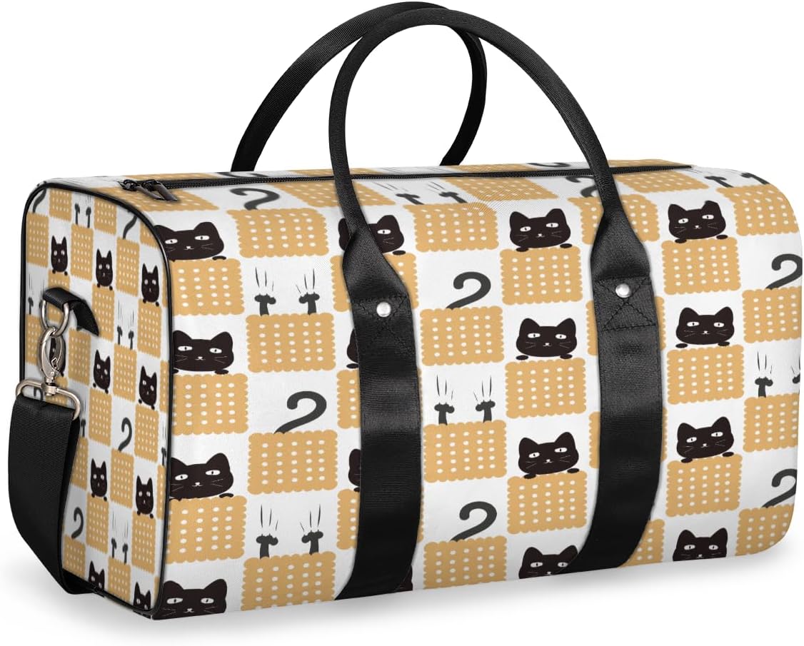 Cat Square Travel Duffel Bag for Women Men Large Capacity Overnight Weekender Bags for Lightweight Waterproof Sport Gym Bag for Workout Yoga Swim