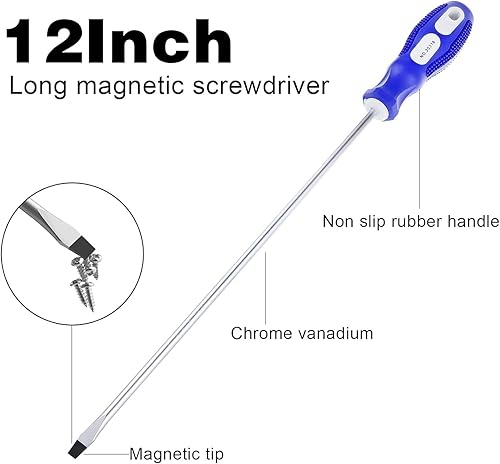 Miniatura 2 de Destornillador de 12 pulgadas de largo con punta magnética, cabeza cruzada, cabeza plana, NO.2, paquete de 2