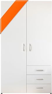 Stella Trading Harry Wardrobe White Versatile Rotating Cabinet 2 Doors for Your Bedroom, Constructed Wood, 2-türig