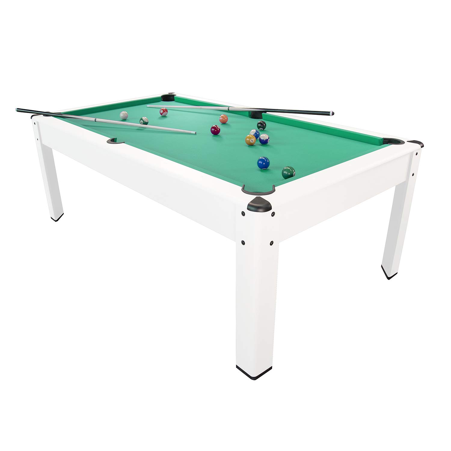 Billard Américain Harmony 6Ft - 206,5 x 116,5 x 80 cm avec Accessoires et Plateau dînatoire - Couleur Ivoire (Blanc) et Tapis Vert