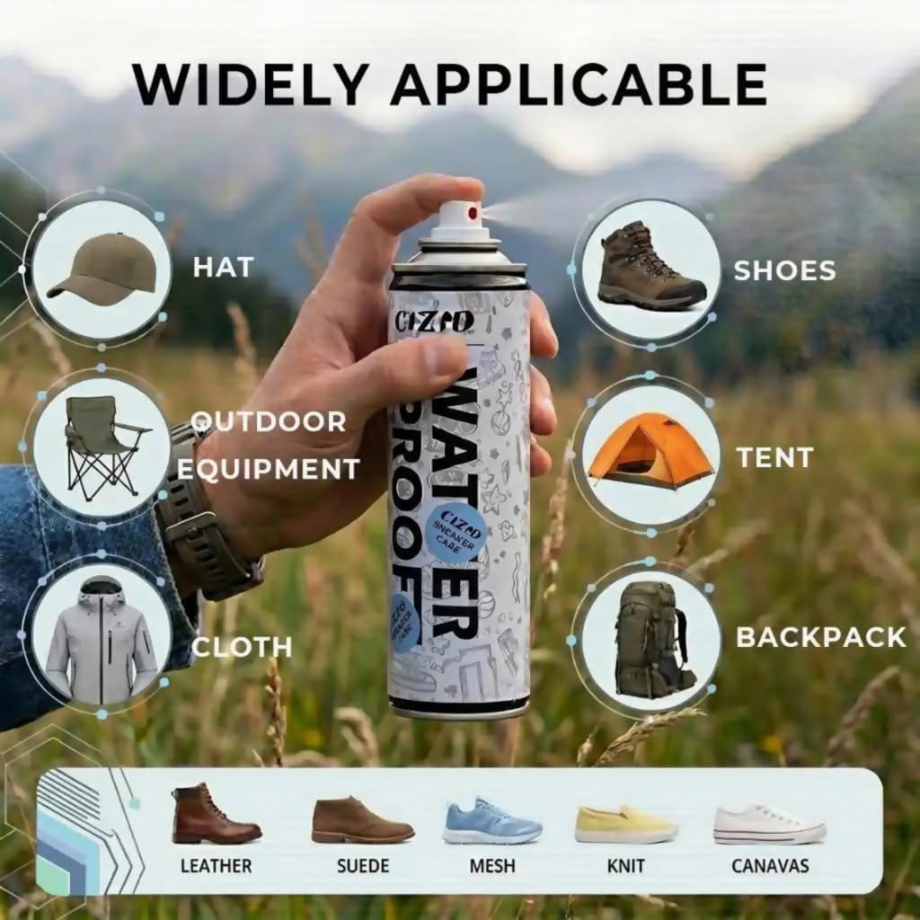 COZGO Protector de zapatos en aerosol, impermeable para lluvia y manchas, nano protección para tenis, gamuza, cuero, lona, nobuck, tela, nailon, protector para caza, senderismo, botas al aire libre,