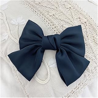 JINGGEGE Big Bows Barrette - Diadema elástica para el pelo para mujeres y niñas, accesorios para el pelo de moda (color metálico: clip de pelo azul marino)