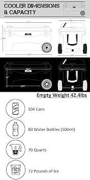 70QTW Rugged+ Red Neon Large Wheels Premium Ice Chest Cooler Accessories Free S&H (CB70W-RN)
