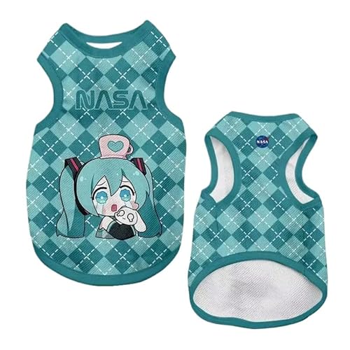 初音ミク ペット服 犬服 犬の服 夏用 Tシャツ わんこ服 猫の服 猫服 洋服 ペットウェア ジャケット お出かけ服 着脱やすい お散歩 お出かけ 薄く袖なし 通気性 春夏 秋,2,5XL