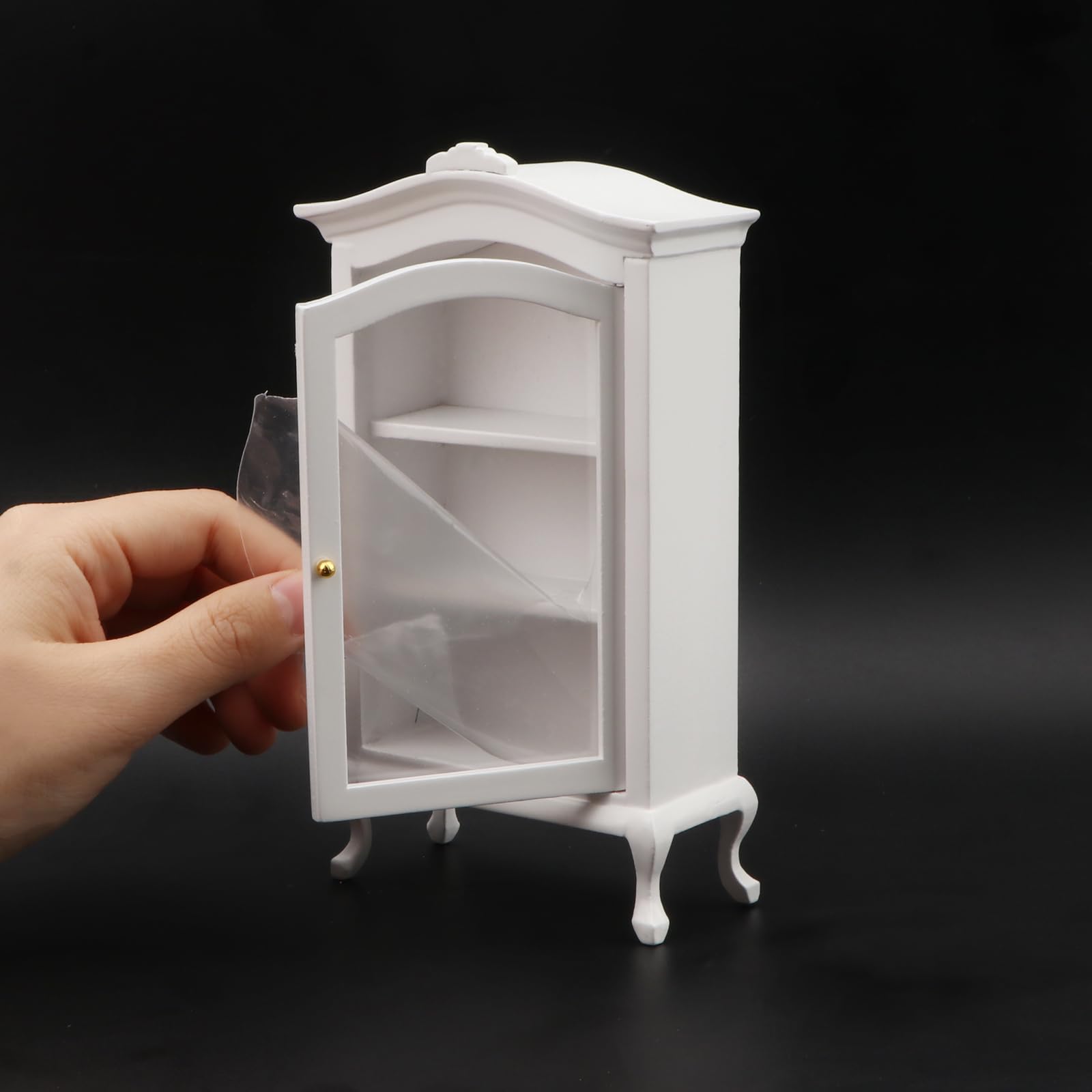 Dollhouse Furniture Display Shelf 1:12 Scale Miniature Bookshelf Cabinet Decoration Classic Wooden Storage for Mini Artificial House Accessories (