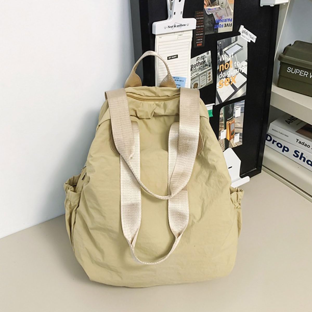 1Pc Women's Stylish Large-capacity Backpack, Casual Travel Backpack, Suitable for Everyday Use and Outdoor Activities (Khaki)