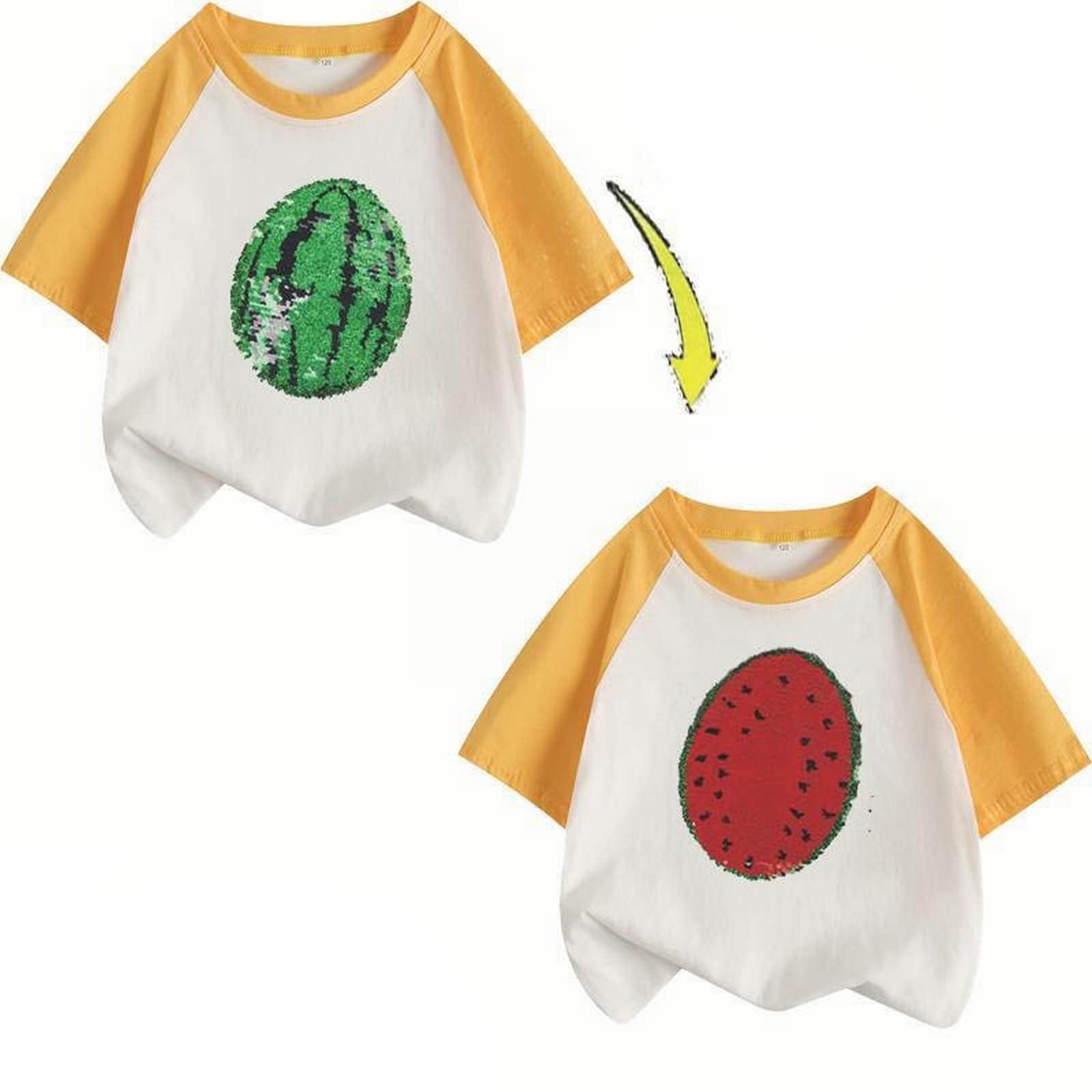 Babies, Toddlers, and Girls' Short-Sleeve Tee Shirts Clothes Cotton Pullover Tops Shirts Fashion Summer Spring Outfits Yellow