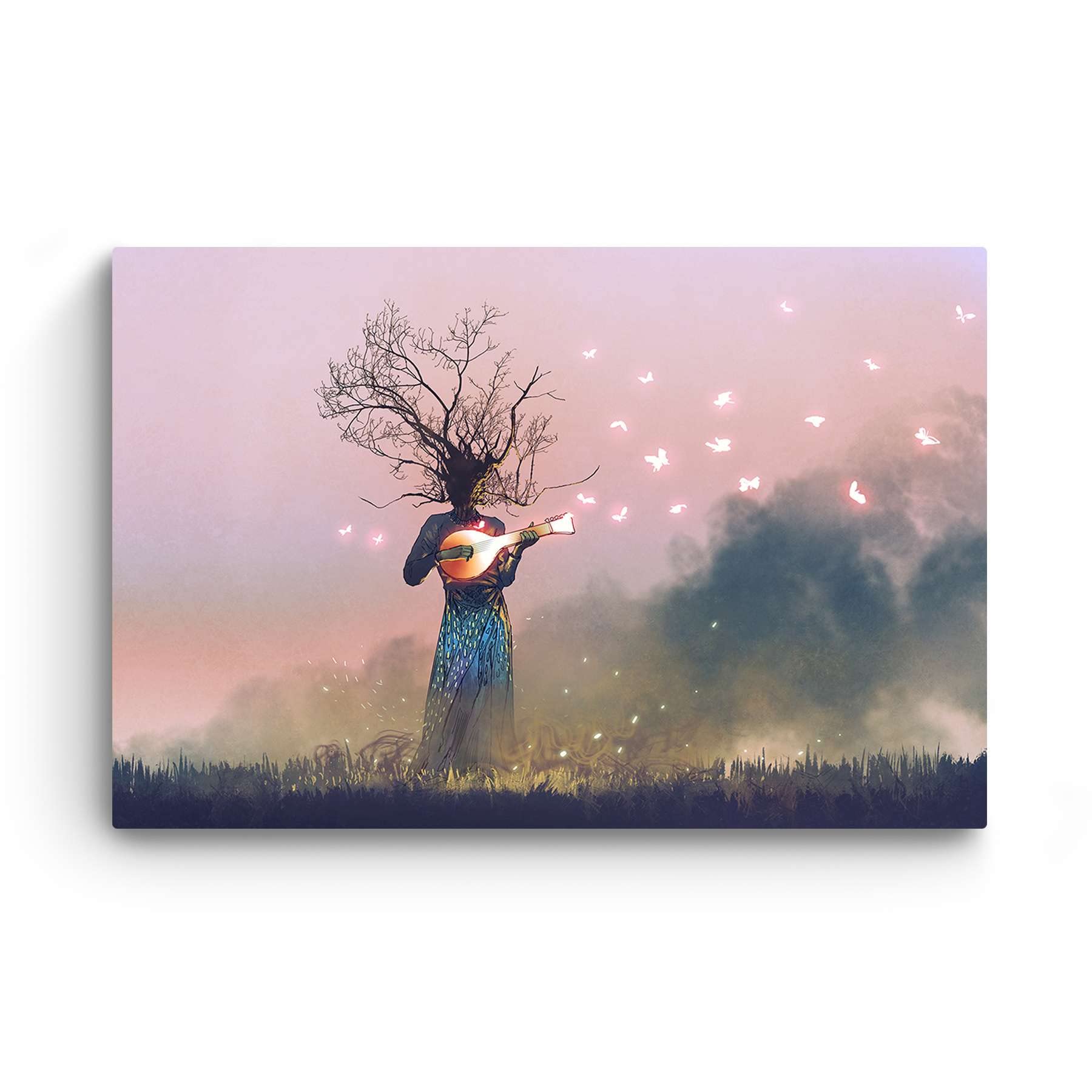 Startonight Impression sur Toile Arbre Femme Chantant - Tableau Abstrait - Decoration Murale Salon Moderne - Image sur Toile - 60 x 90 cm Idée Cadeau Élégante et Originale Effet Lumineux Nocturne