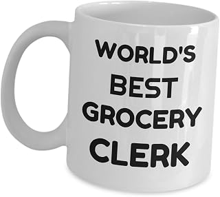 Clerk Coffee Mug Gifts For Worlds Best Grocery Clerk - Ceramic Cup For Men Women White Collar Worker Retail Sales Shop Cash Registry Customer Service Assistant Employee Appreciation Gifts