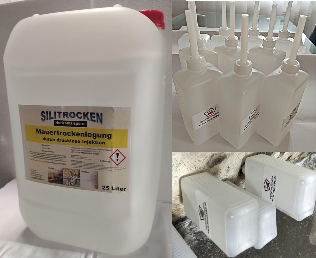 Verkieselung Komplett System - dauerhafte Horizontalsperre für innen und außen - "SILITROCKEN" 25 L + 15 Behälter