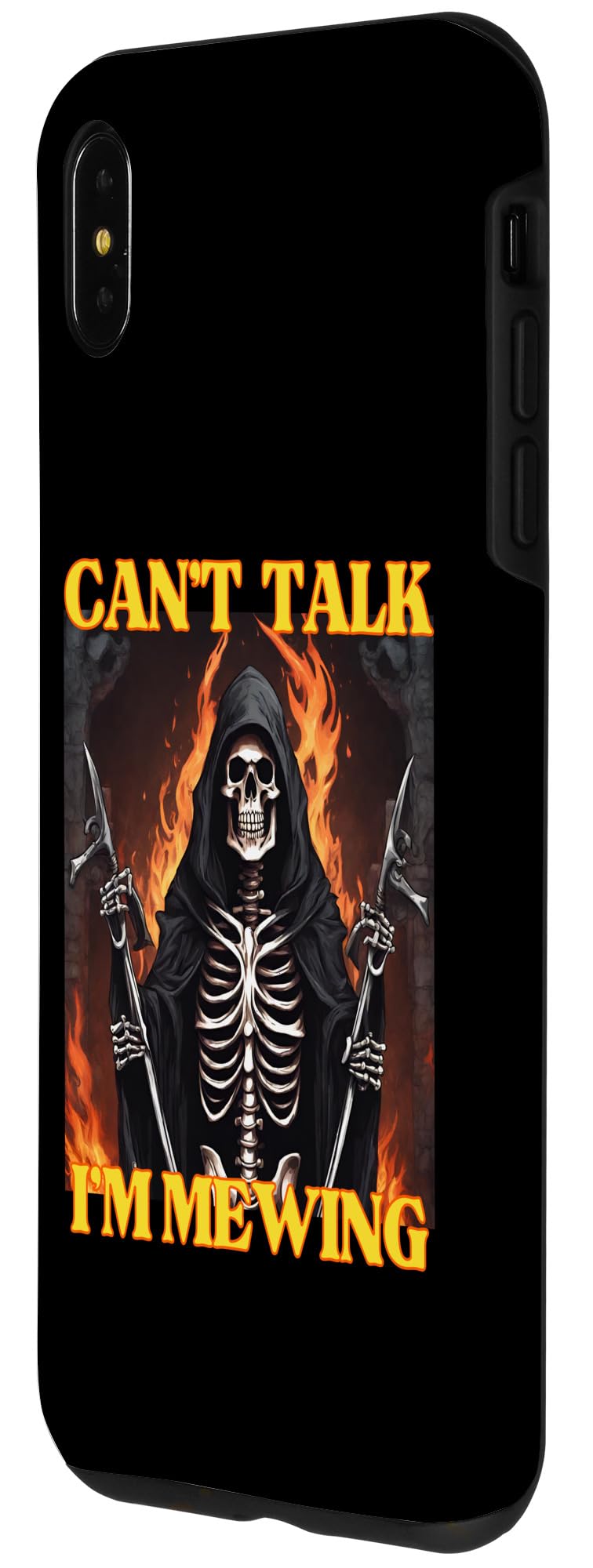 iPhone XS Max Can’t Talk I'm Mewing Funny Cringe Hard Skeleton Meme Case - Image 2