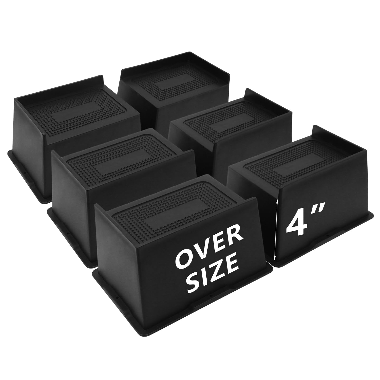 HANIHUA 6 Pack Bed Risers 4 inch Heavy Duty, Oversized Furniture Risers, Extra Wide Bed Lifts Risers for Table, Sofa, Dorm Twin XL, Couch, Desk, Bed