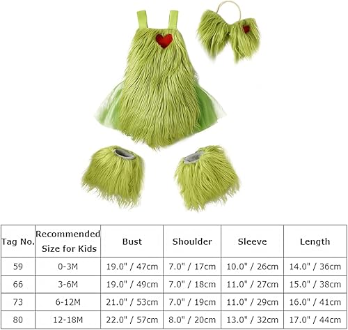 Miniatura 7 de Disfraz de Navidad para bebé niña pequeña, disfraz de piel sintética de tul con tutú de piel verde mullida, calentadores de piernas, calcetines,