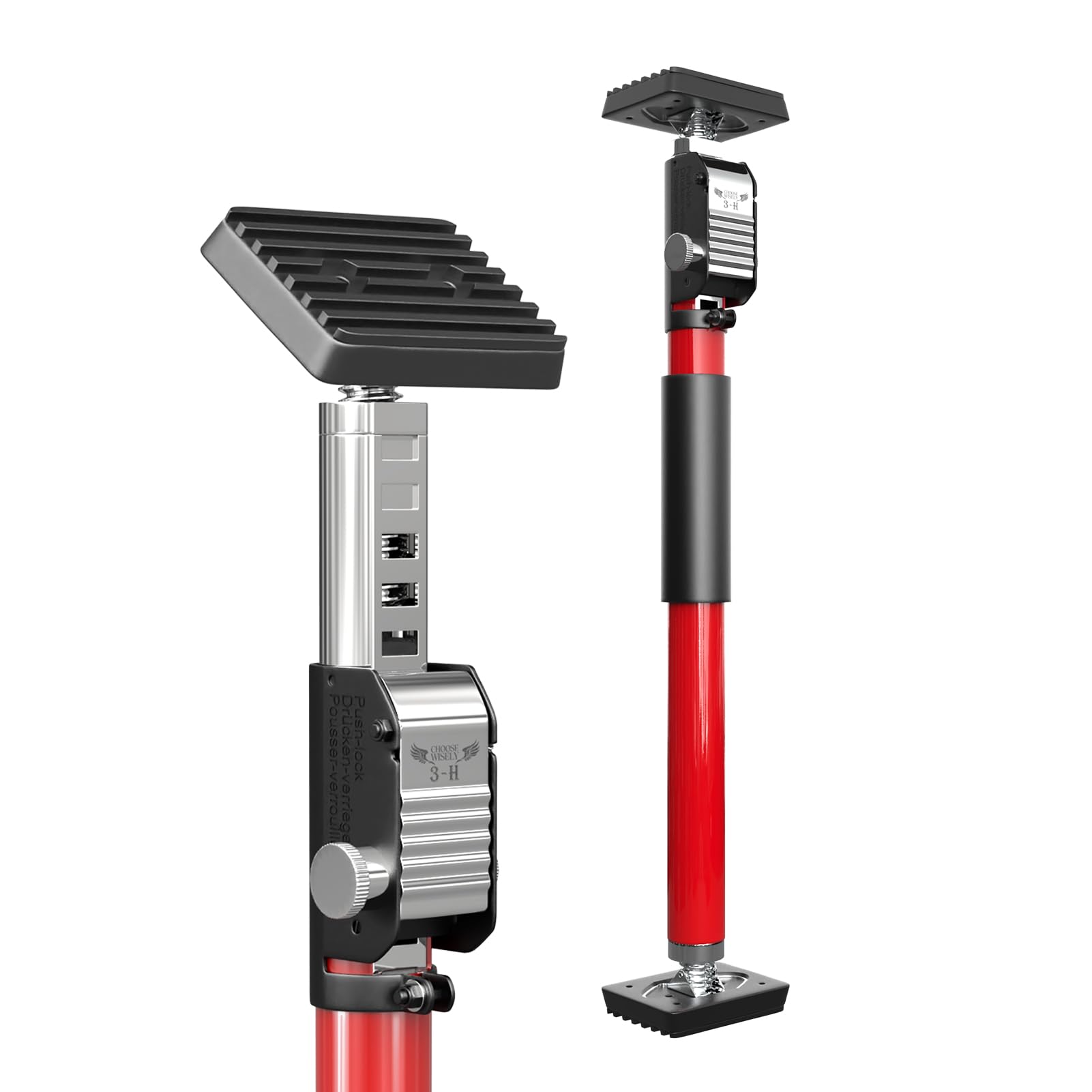 3-H Puntal Expansión Telescópico Reforzado 1 Pieza,Tensor Soporte Puerta Techo 40-62cm Carga 50KG Puntales de Obra Ajustable Puntales Extensibles Acero Robusto para Construcción Obras(Rojo)