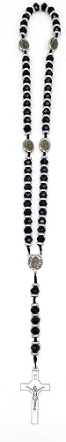 1 collar de crucifijo de rosario católico con diseño de copo de nieve, cuentas de cristal, San Judas y Nuestra Señora de Guadalupe, Recuerdos de