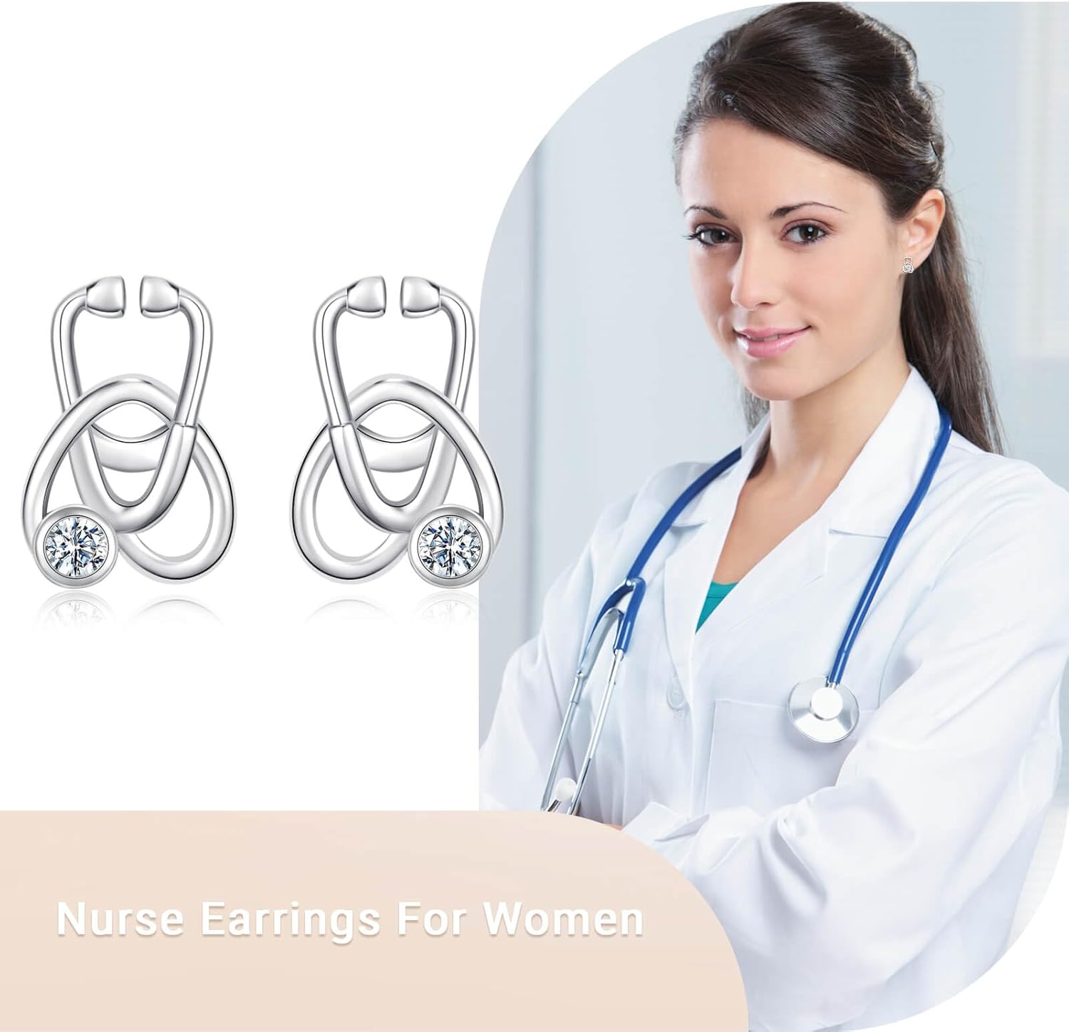 Stethoscope Stud Earrings S925 Sterling Silver For Nurse Doctor-Medicine Studs Earrings Nurse Week Gift-Birthday Gifts For Medical Staff