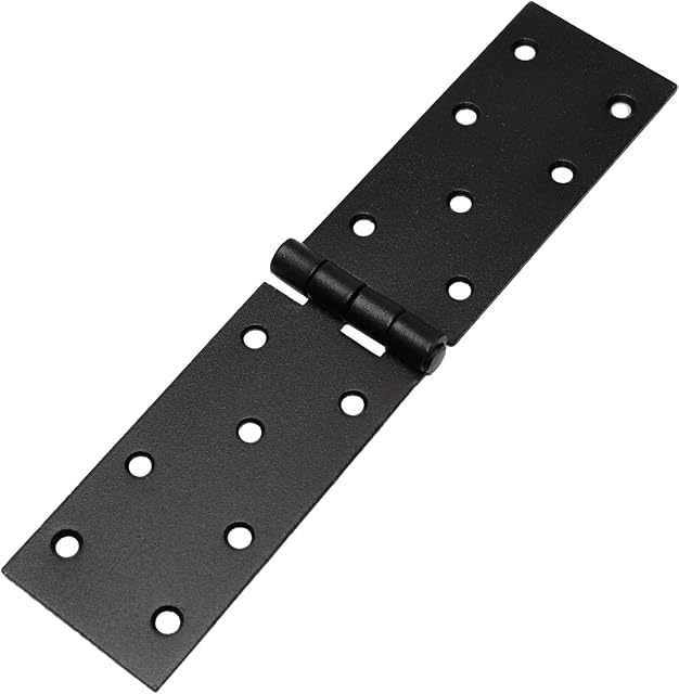 LOGOK2K Cotarba Black Folding Flip Hinge Alloy Backflap Hinge Metal Heavy Duty Strap Tee Hinges Gate Doors Box Shed Anti Rust Fence Thick Strong Powder Coating 200 x 45 mm ( 7.8'' x 1.7'' )