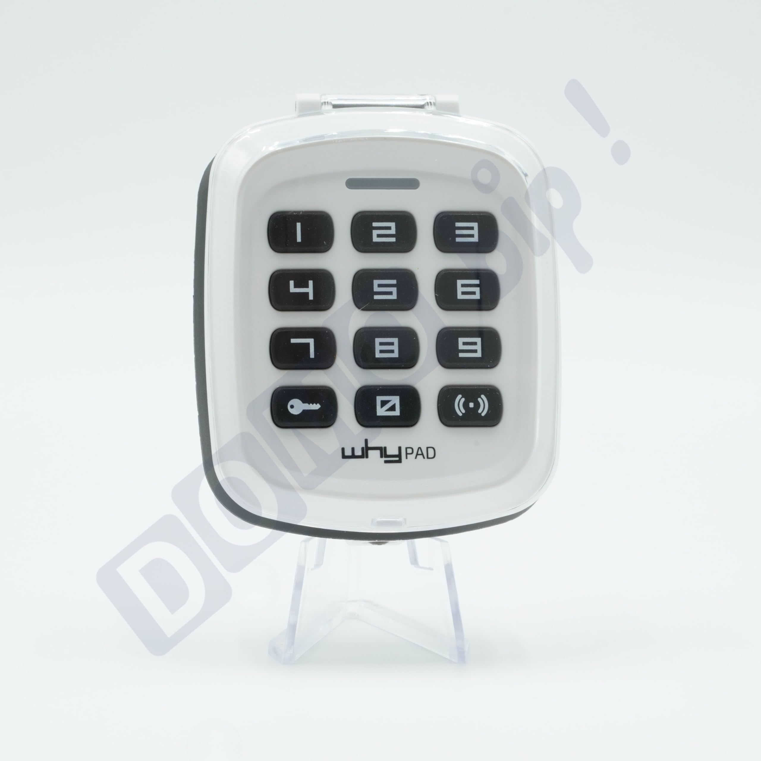 WHY PAD 8991007 - Clavier à code radio universel blanc pour motorisation portail & garage - Multi-fréquence 433/868 MHz - Code fixe et tournant + 1 Porte clés DOMOBIP (BLANC, WHY PAD UNIVERSEL)